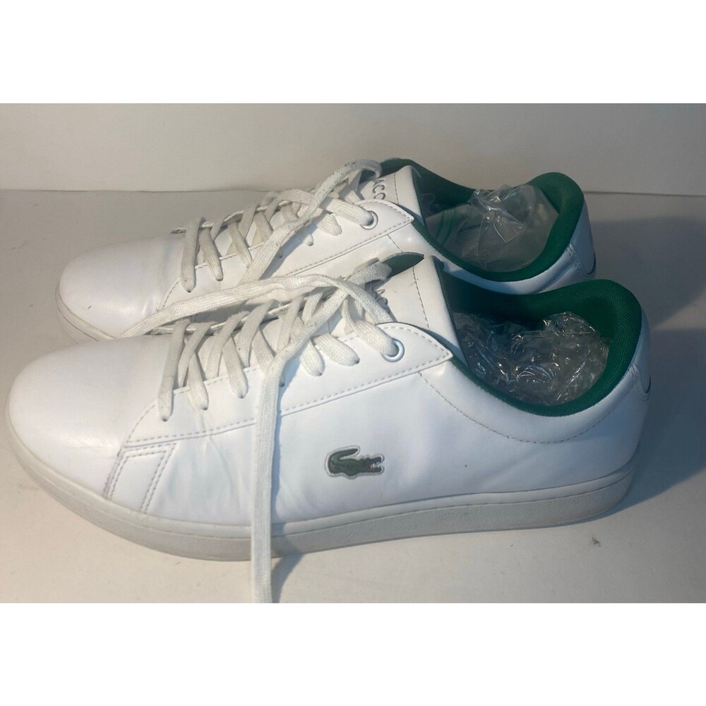 Lacoste Hydez Men’s Sneakers Size 11 White Leather Green Low Top Shoes - Picture 3 of 9